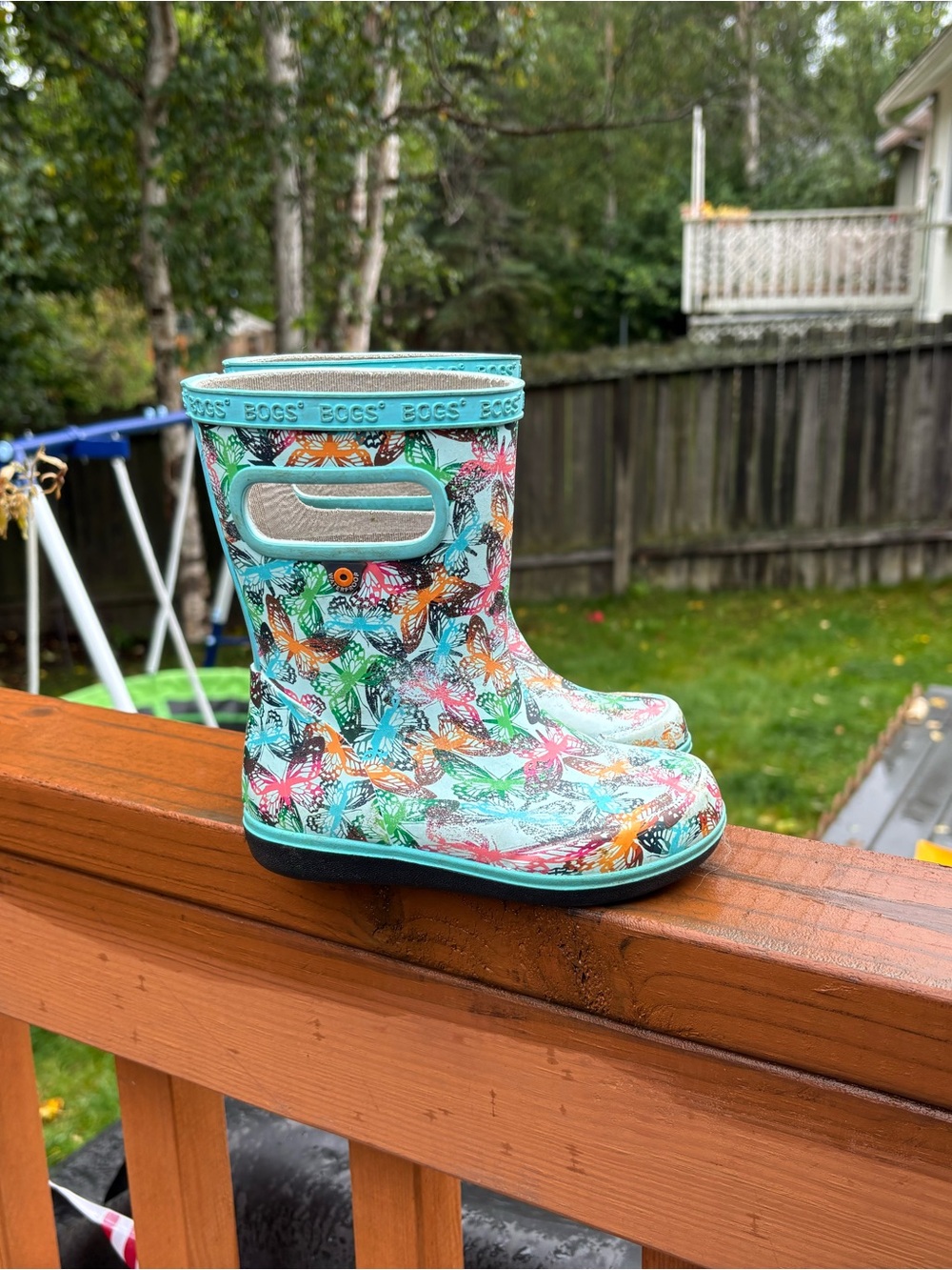 Bogs Kids Butterfly Rain Boots - Aqua Multi